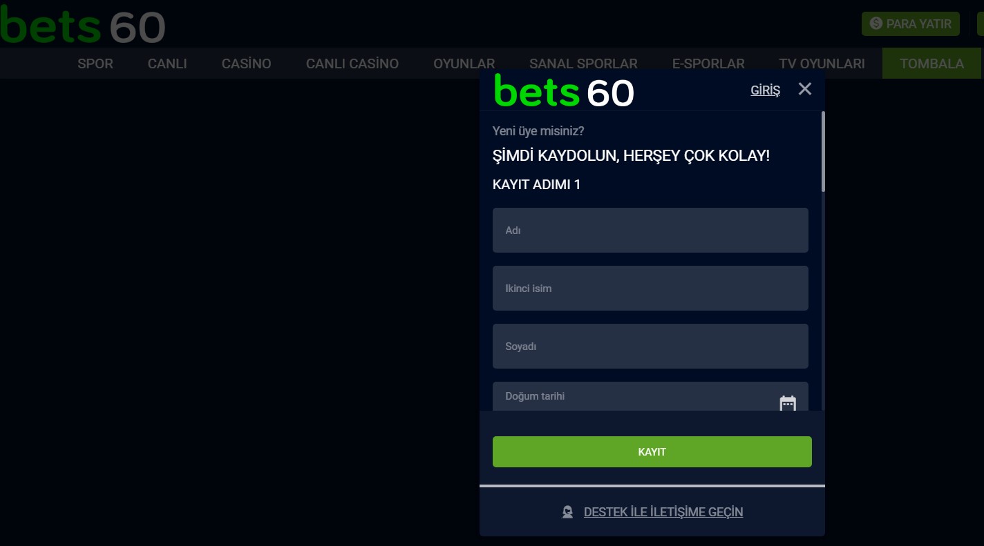 Bets60 Kayıt